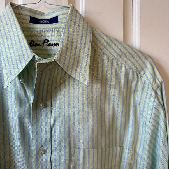 alan flusser dress shirts Alan Flusser Long Sleeve Button up Dress Shirt Men's L Cotton EUC